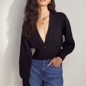 Aritzia Wilfred Plunge Front Cardigan Black XS